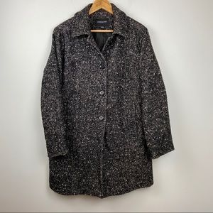 London Fog Black Boucle Tweed Coat Large
